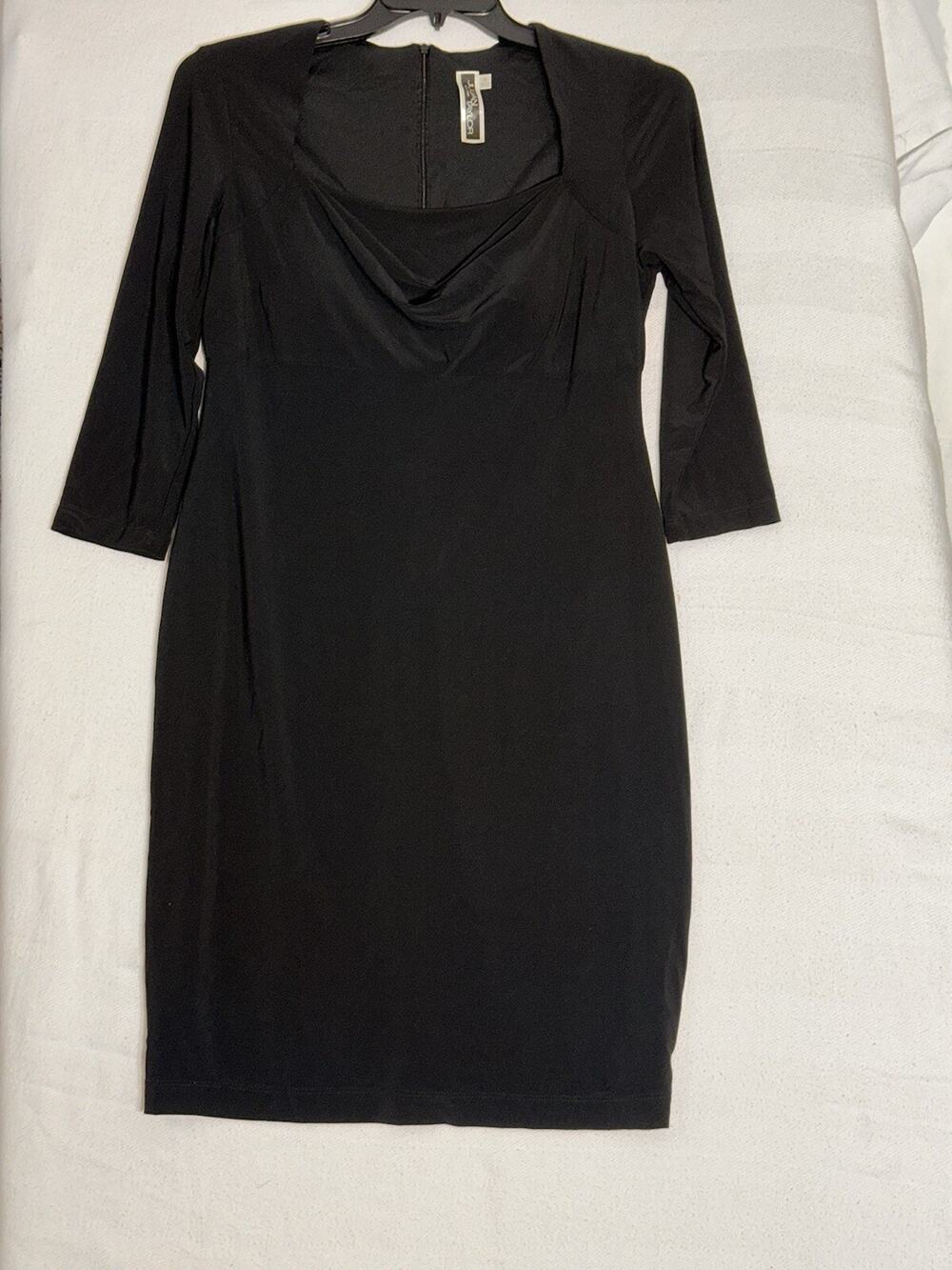 Julian Taylor Dress Women’s Size 10 Black 3/4 Sleeves Built In Bra And Slip